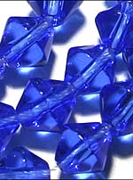 Бусины стеклянные, граненые, биконусы (bicone) 10 шт., цвет – ярко-синий