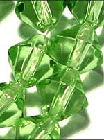 Бусины стеклянные, граненые, биконусы (bicone) 10 шт., цвет – светло-зеленый