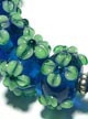 Бусины стеклянные лэмпворк (венецианские, lampwork) ярко-голубые с зеленым цветком