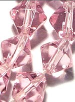 Бусины стеклянные, граненые, форма – бикон (bicone), розовые