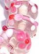 Бусины стеклянные лэмпворк (венецианские, lampwork) ручной работы. Розовые с цветами. Овальные 8х12 мм.