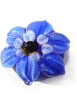 Бусины стеклянные лэмпворк (lampwork) Орхидея крупная синяя