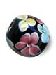 Бусины стеклянные лэмпворк (венецианские, lampwork) Черные с цветами (круглые)