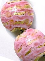Бусины лэмпворк (lampwork) Розовые с золотом (диск 20 мм)