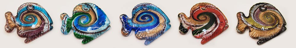 Кулон стеклянный лэмпворк (lampwork) Тропическая рыбка, разные цвета