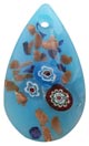 Кулон стеклянный лэмпворк (lampwork) Капля Миллефиори, цвет голубой