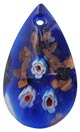 Кулон стеклянный лэмпворк (lampwork) Капля Миллефиори, цвет синий