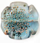 Бусины лэмпворк (lampwork) Чехия. Волнистый диск с золотыми каплями, голубой 24 мм