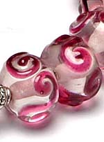 Бусины стеклянные лэмпворк (венецианские, lampwork) прозрачные с розовыми завитками