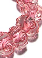 Бусины стеклянные лэмпворк (венецианские, lampwork) розовые с завитками