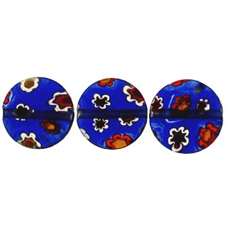Бусины стеклянные миллефиори (millefiori) 10 мм, круглые синие