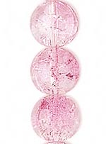 Бусины стеклянные \"Кракелюр\" круглые, 6 мм. Цвет - розовый и прозрачный