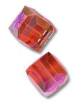 Кристалл Сваровски (Swarovski) кубик 6 мм, цвет - красно-розовый