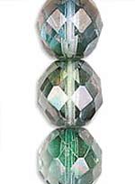 Бусины стеклянные (Чешское стекло) граненые, круглые, 12 мм. Цвет – серо-зеленый