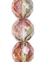 Бусины стеклянные (Чешское стекло) граненые, круглые, 12 мм. Цвет – серо-розовый