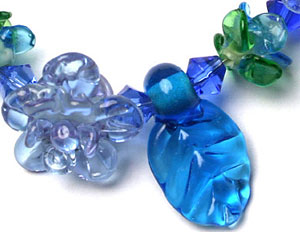 Бусины стеклянные лэмпворк, набор "Орхидеи голубые", арт. 8586