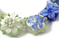 Бусины стеклянные лэмпворк, набор \"Орхидеи голубые\", арт. 8109