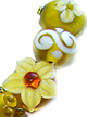 Бусины стеклянные лэмпворк, набор "Орхидеи средние лимонные"