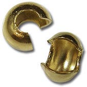Бусины металлические, уголки зажимные (кримп, crimp) 3 мм, 100 шт. цвет – бронзовый