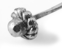 Штифт гвоздик (пин) с бусиной Бали, серебро (арт. 228