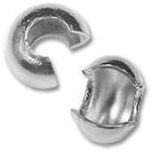 Бусины металлические, уголки зажимные (кримп, crimp) 3 мм, 100 шт. цвет – серебряный