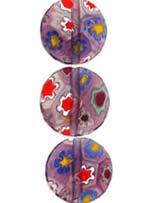 Бусины стеклянные миллефиори (millefiore) 14 мм, круглые лиловые