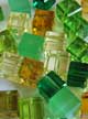 Бусины стеклянные кубики 6 мм. Цвет – зеленый микс