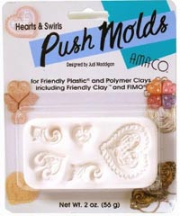 Пресс-форма Amaco Design Push Molds \"Сердечки и завитки\" для полимерной глины