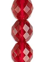 Бусины стеклянные (Чешское стекло) граненые, круглые, 12 мм. Цвет – рубин