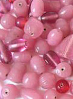 Набор стеклянных бусин (Lampwork, лампворк) розовый